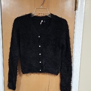 Love By Design Black Fuzzy Cardigan
